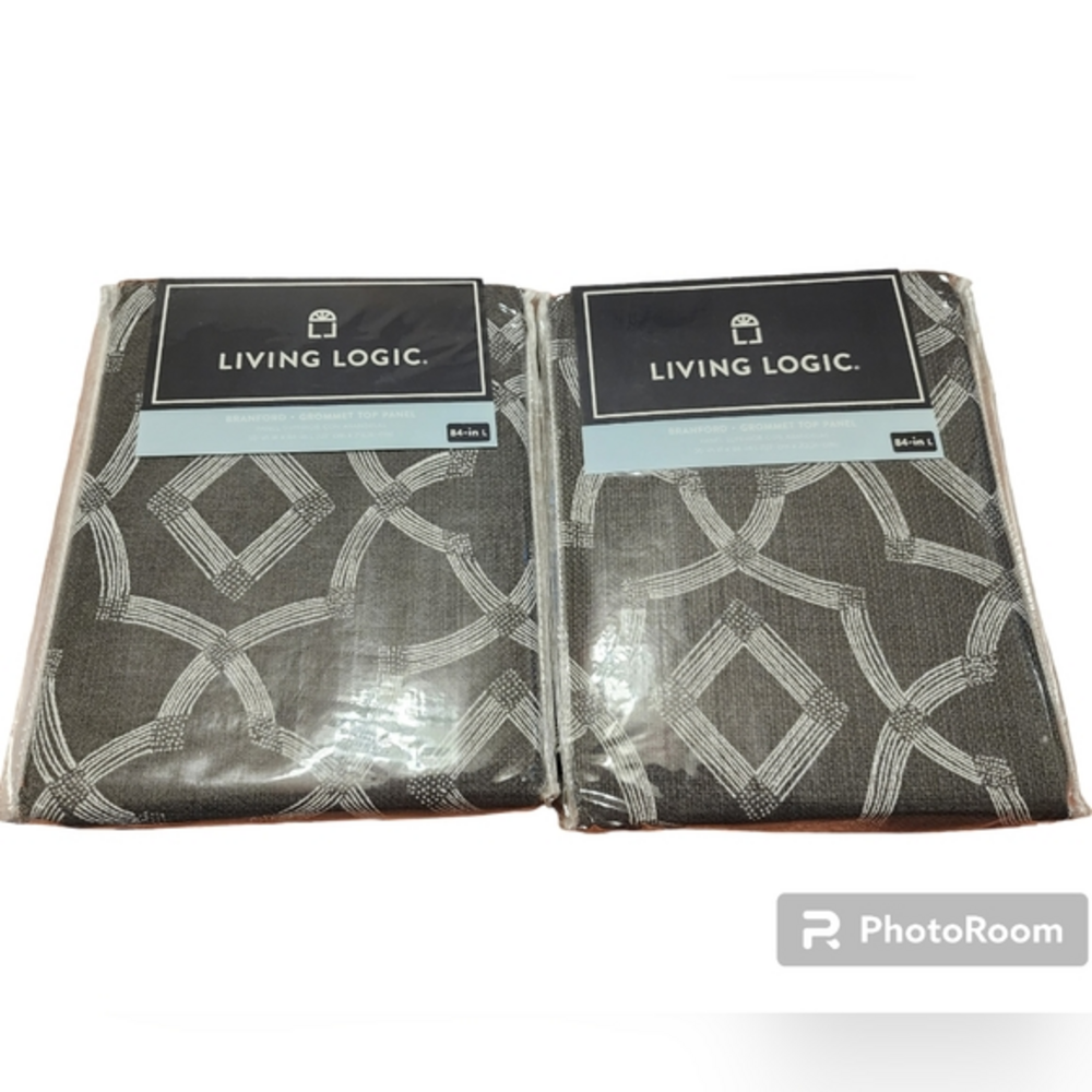 Living logic set of charcoal Branford curtains